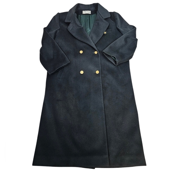 Vintage 80s Forecaster Emerald Green Double Breasted Wool Trench Coat Size 10 - Picture 11 of 12